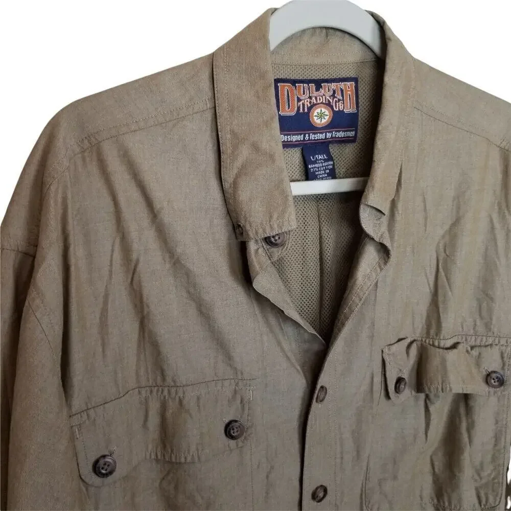 Duluth Trading Co Mens Work Shirt Size LT Utility Gorpcore Outdoor Minimalist